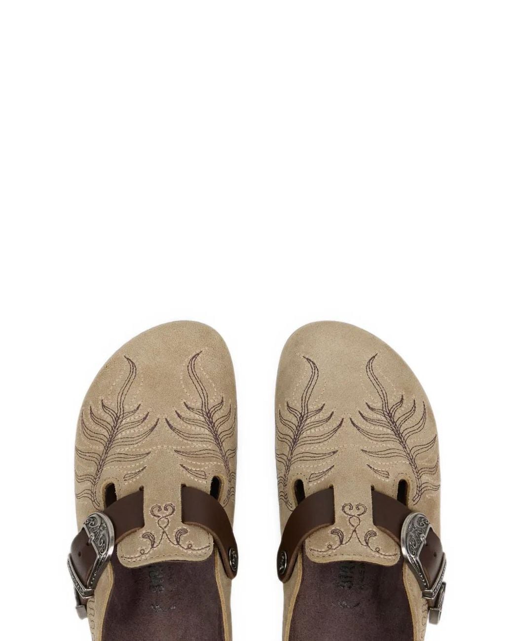 Etro Brown X Birkenstock Embroidered Suede Boston Clogs