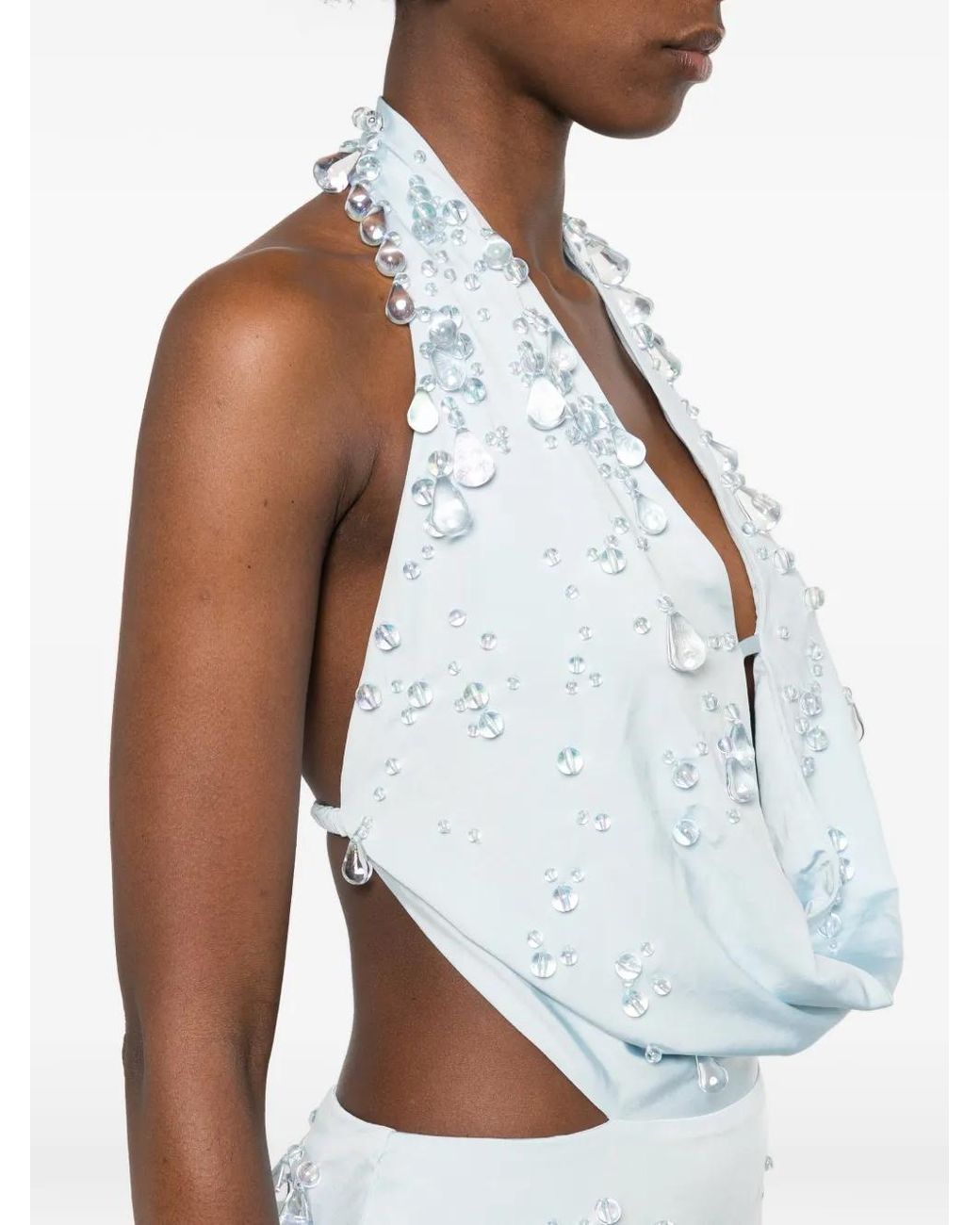 Cult Gaia White Cutout Beaded Mini Dress