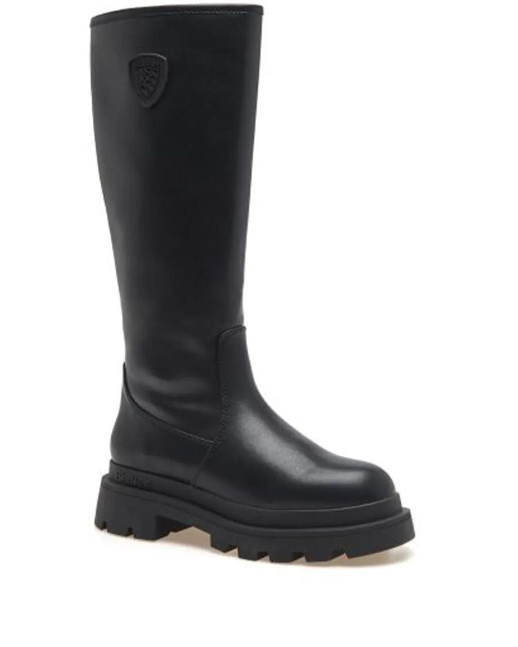 Blauer Black Leather Platform Knee-High Boots