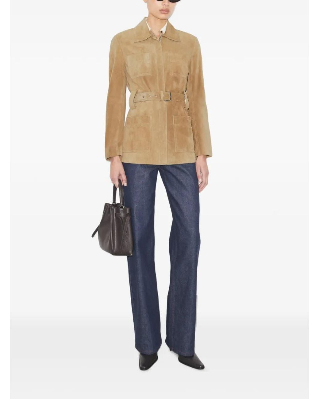 Tory Burch Natural Belted Suede Jacket