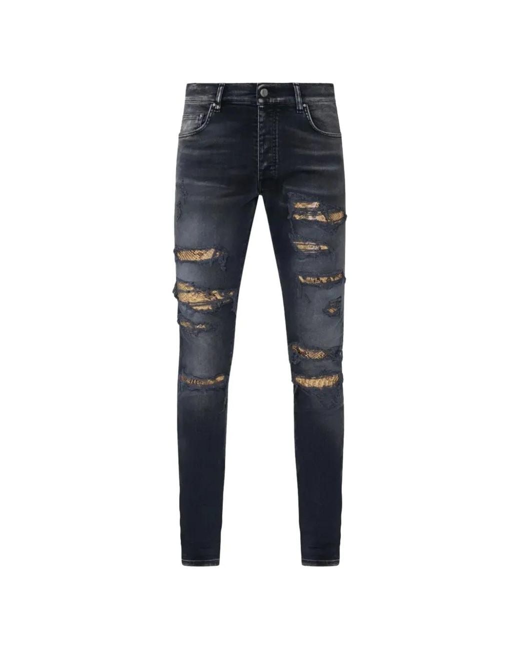 Amiri Blue Snake Thrasher Skinny Jeans for men