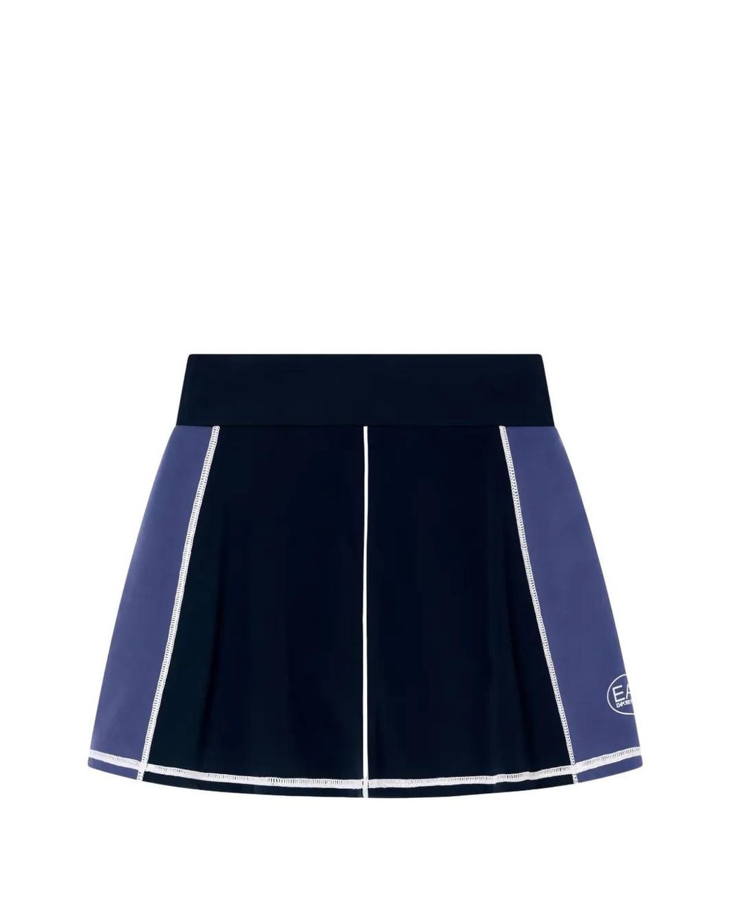 EA7 Blue Logo-Print Panelled Mini Skirt