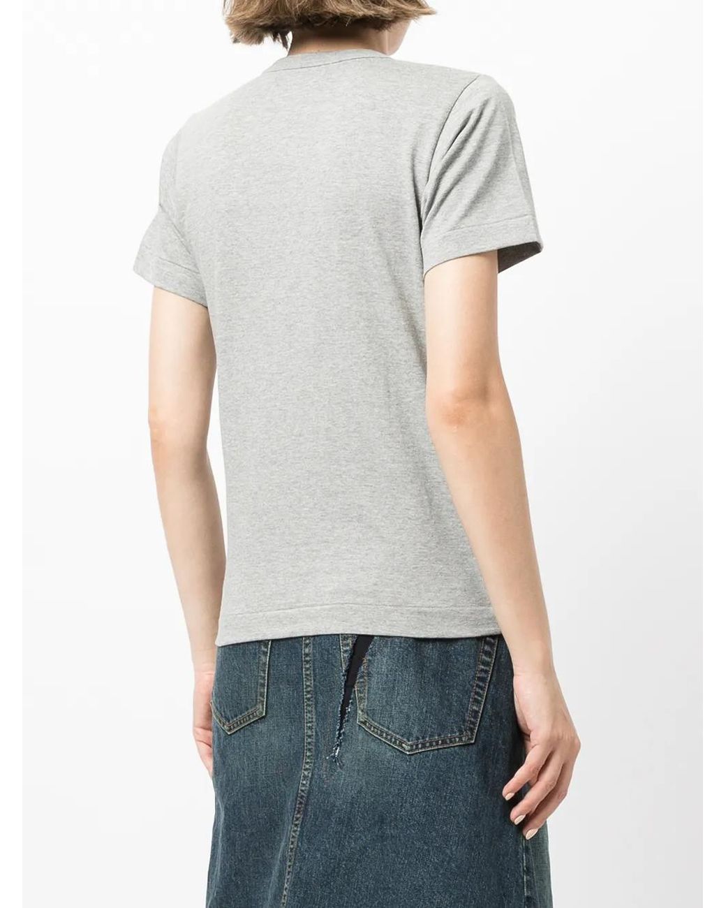 COMME DES GARÇONS PLAY Gray Logo-Print Cotton T-Shirt