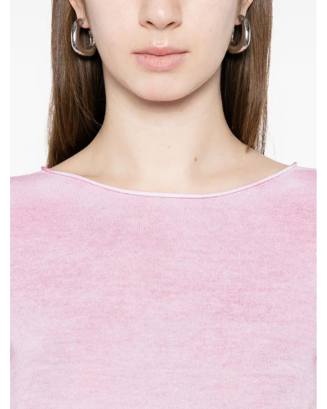 AROVESCIO Pink Boat-Neck T-Shirt