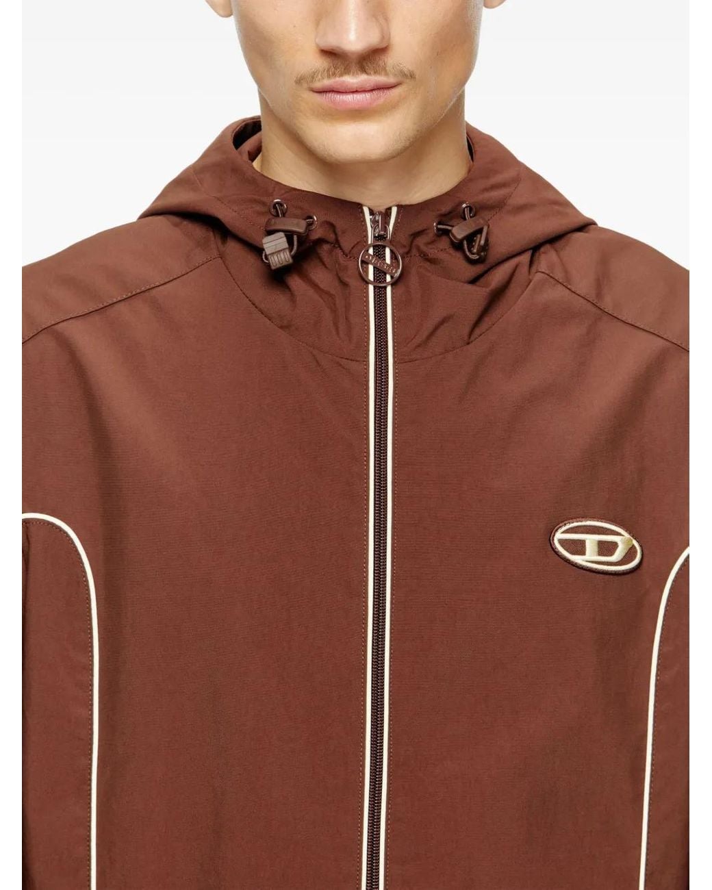 DIESEL Brown J-Hives Piped Hooded Jacket for men