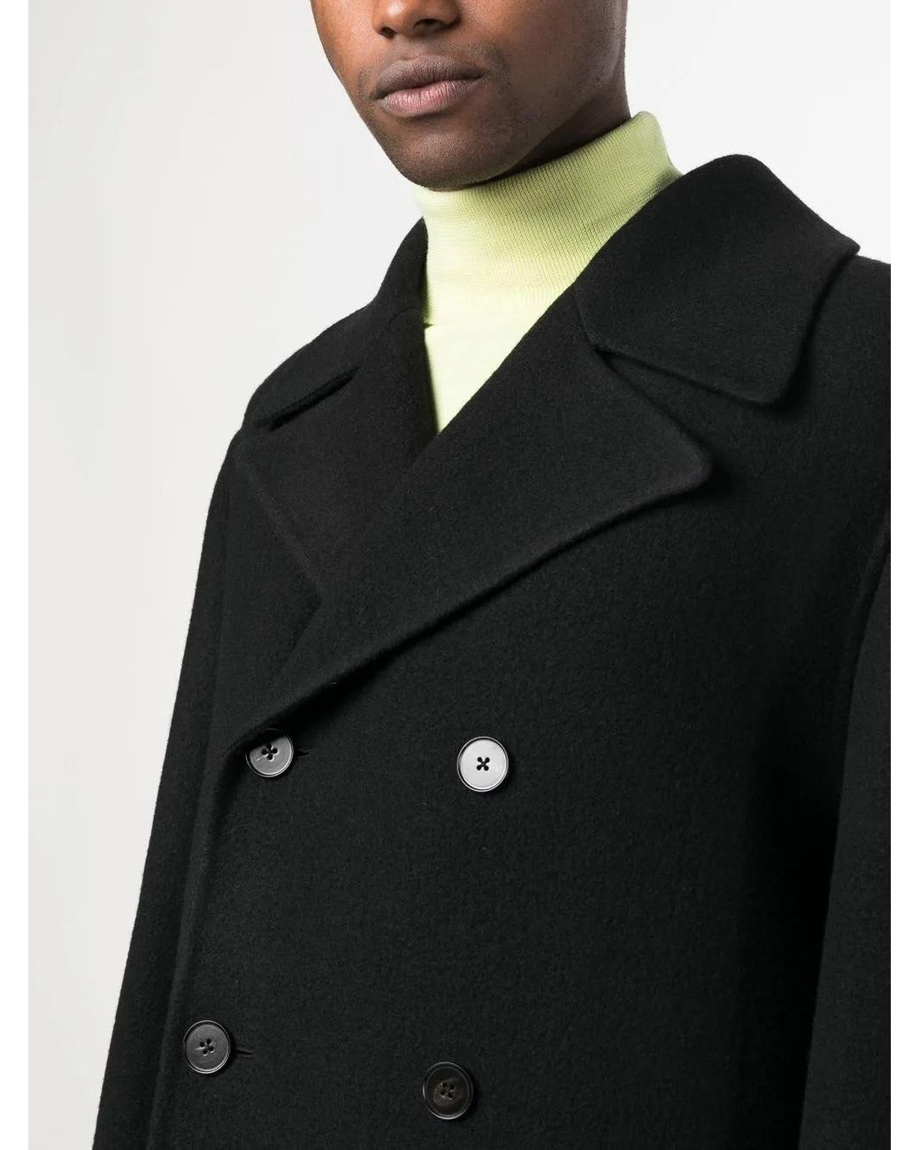 Jil Sander Black Double-Breasted Long Coat for men