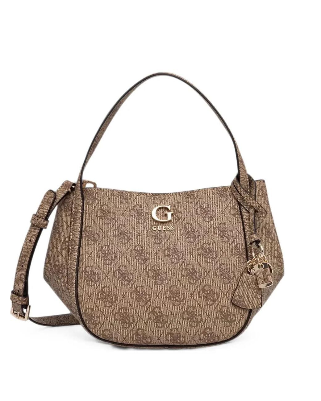 Guess Brown Coleen Logo-Print Satchel Bag