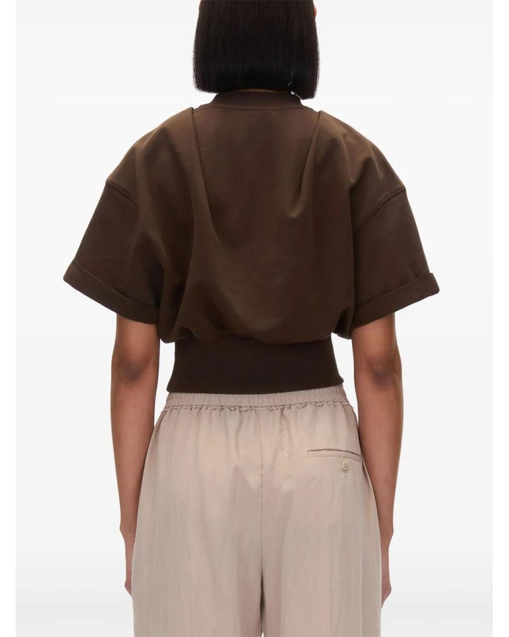 3.1 Phillip Lim Brown V-Neck Cotton T-Shirt
