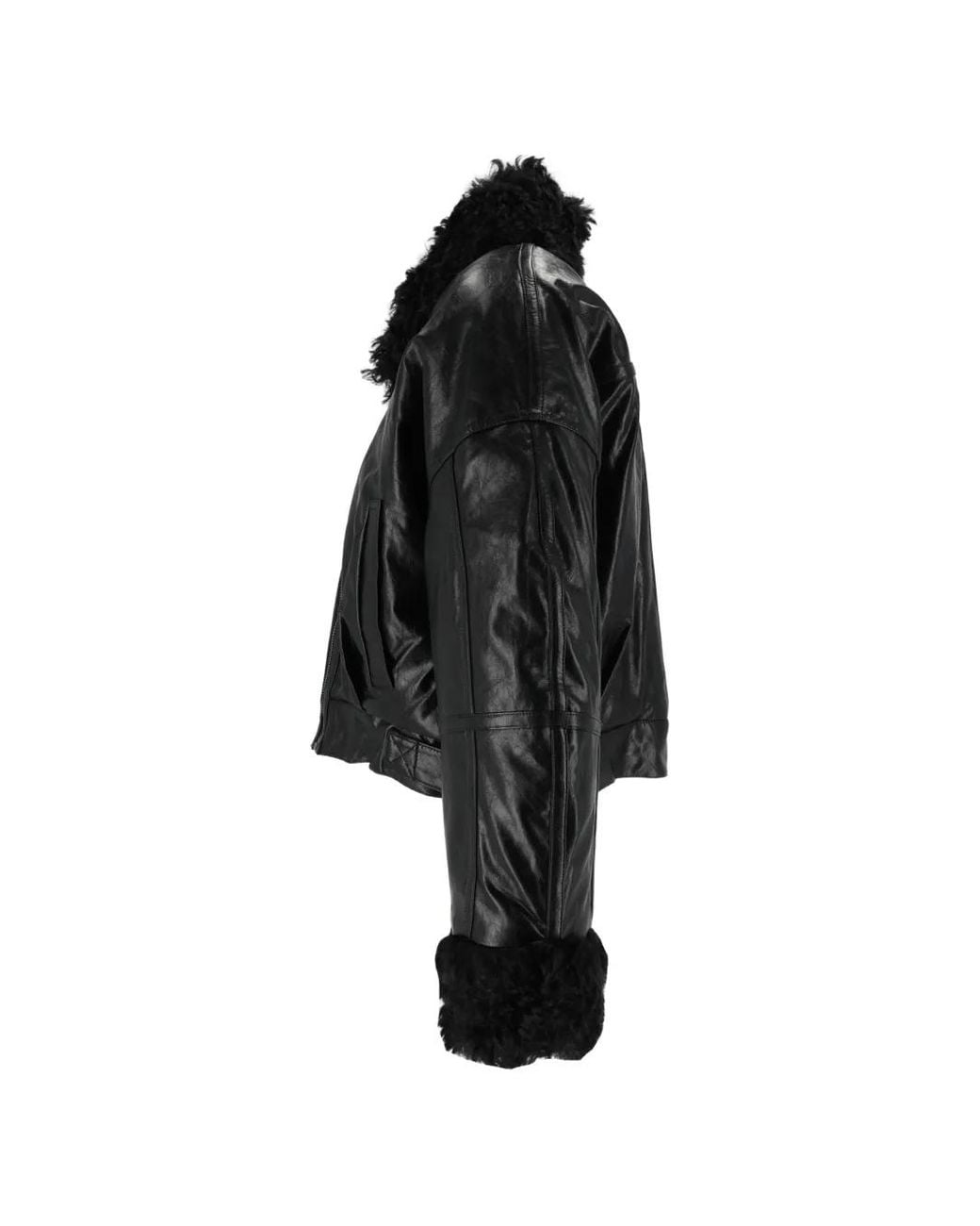 ELEH Black Shearling-Trim Oversized Jacket