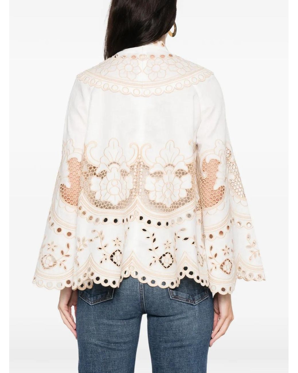 Zimmermann White Wanderlust Button Embroidery Blouse