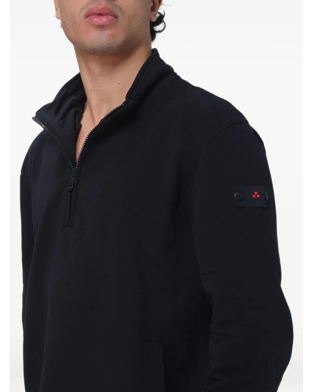 Peuterey Blue Quarter-Zip Logo-Patch Sweatshirt for men