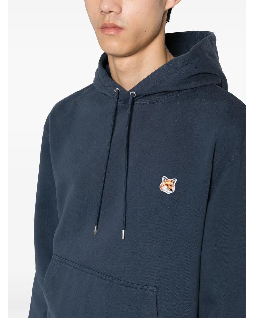 Maison Kitsuné Blue Fox Head Hooded Sweatshirt for men
