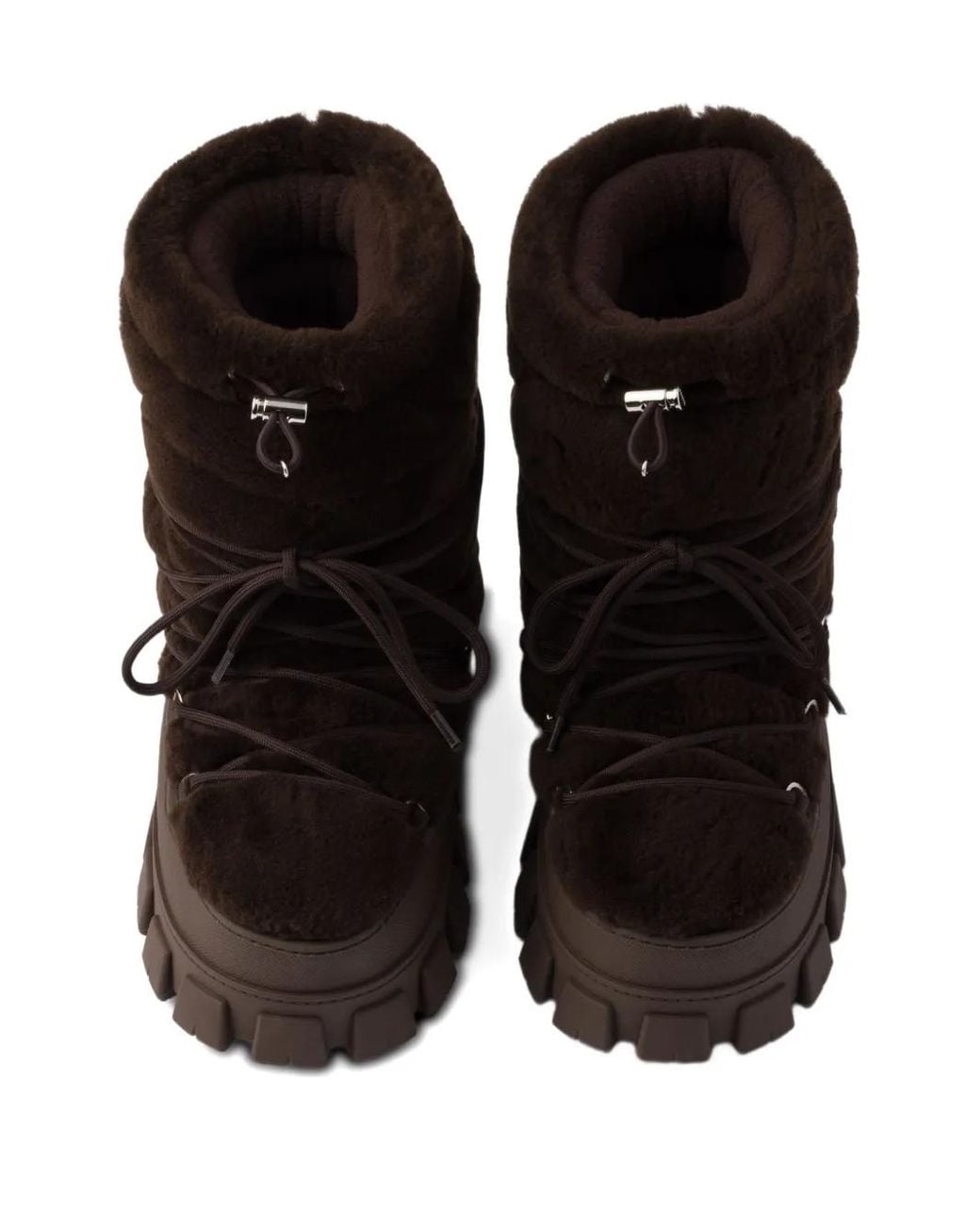 Prada Black Schnürstiefel Mit Faux Fur