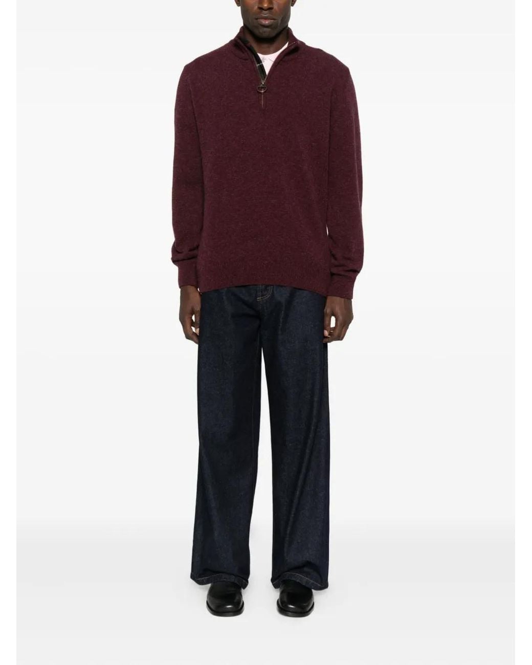 Barbour Purple High-Neck Half-Zip Sweater for men