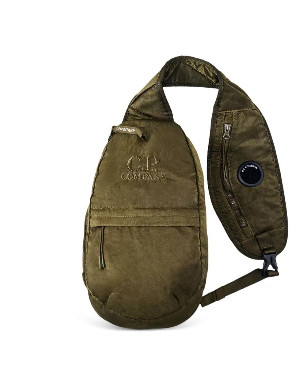 C P Company Green Nylon B Lens Crossbody Bag for men