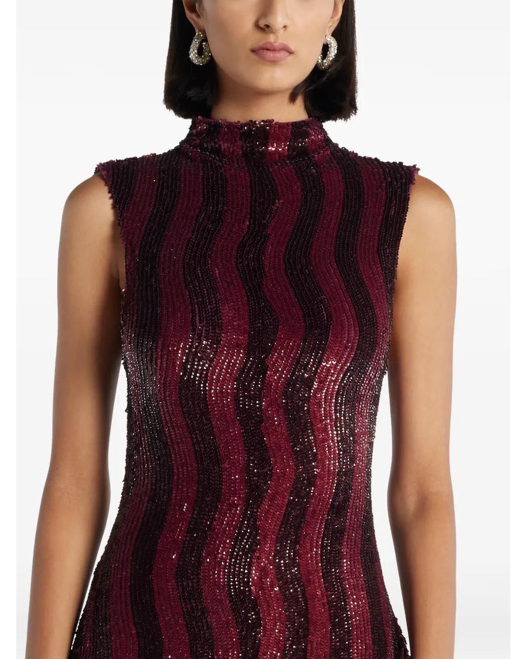 ilta Purple Leonie Sequin Striped Midi Dress
