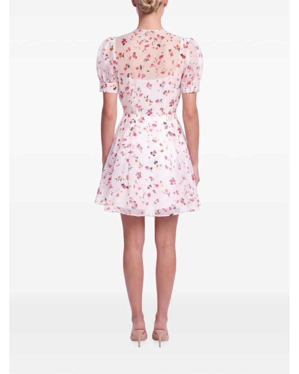 POST MERIDIEM White Floral-Print Silk Mini Dress