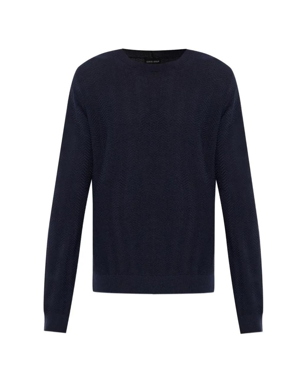 Giorgio Armani Blue Chevron Silk And Cotton Crew-Neck Sweater for men