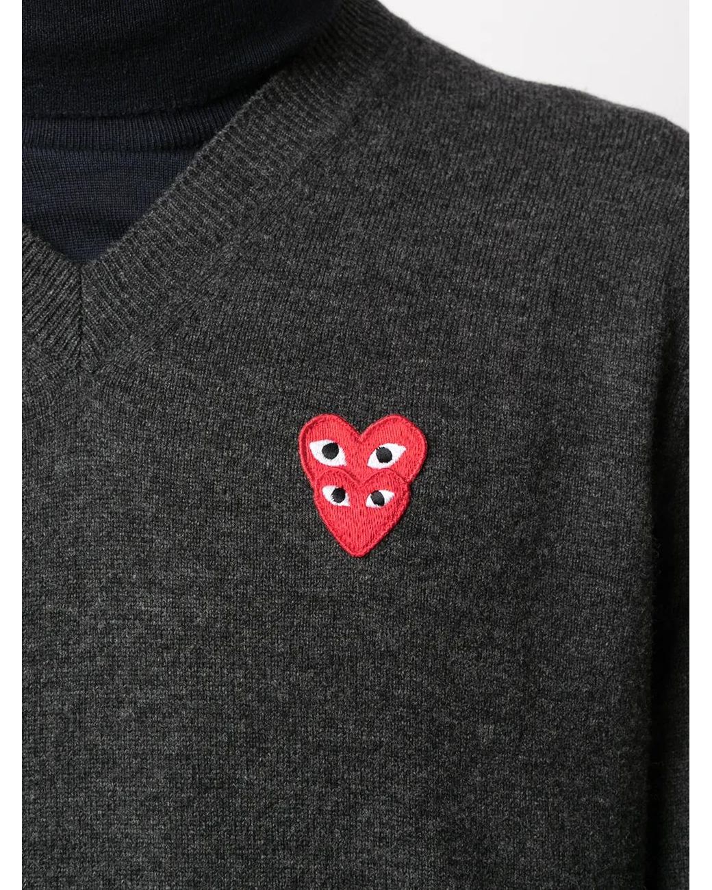COMME DES GARÇONS PLAY Multicolor Embroidered Double Heart Patch Jumper for men