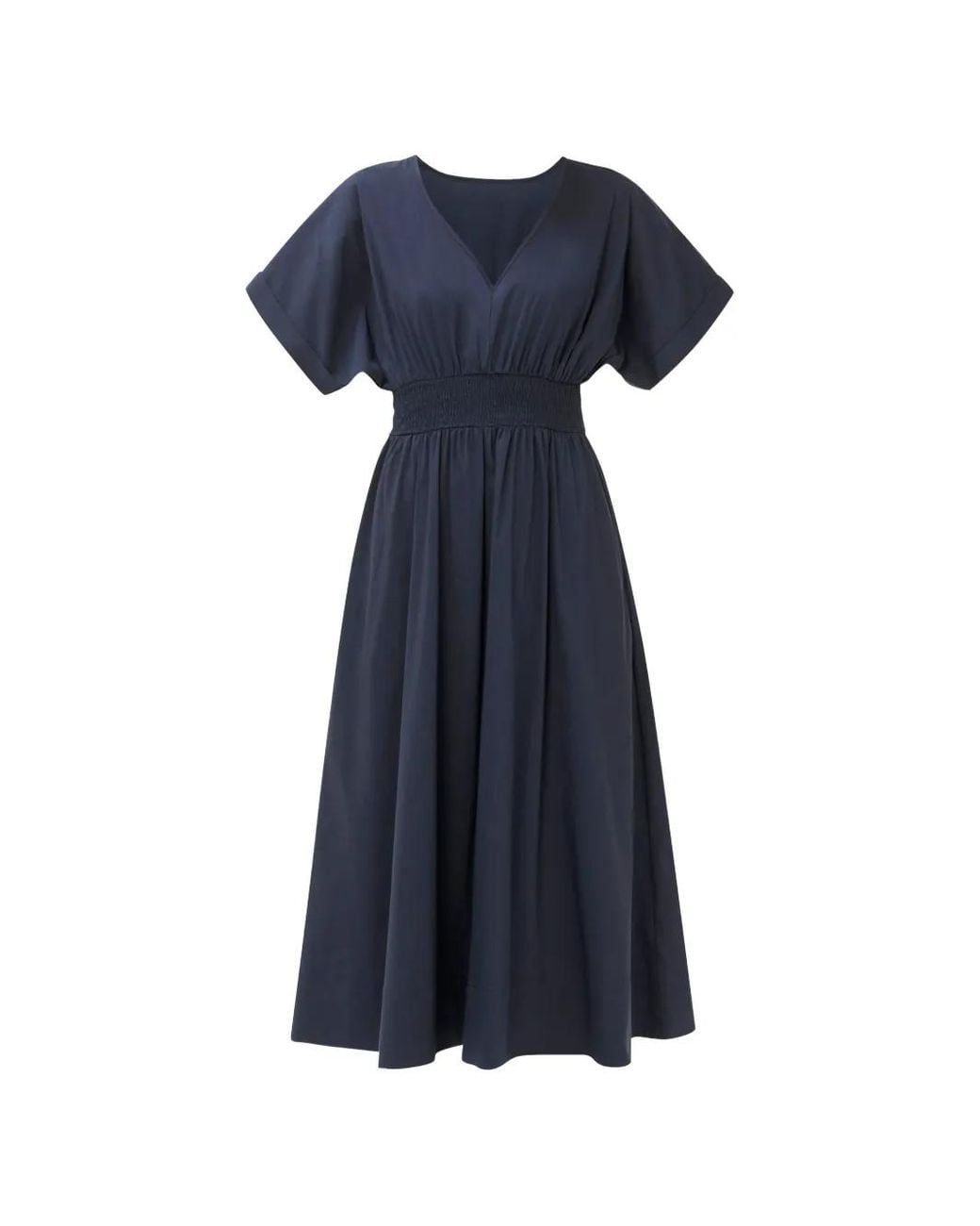 Sweaty Betty Blue Sloane Smocked-Waist V-Neck Midi Dress