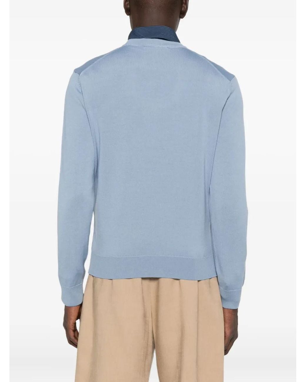 Maison Kitsuné Blue Maison Kitsuné Fox Head Wool Crewneck Jumper for men
