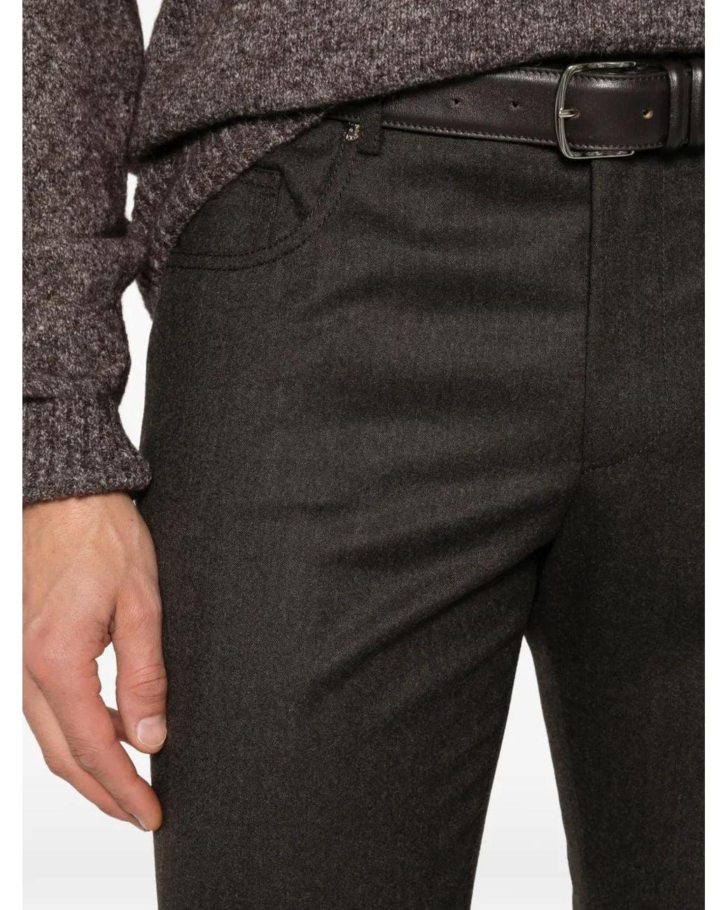 Corneliani Black Five-Pocket Slim-Fit Trousers for men
