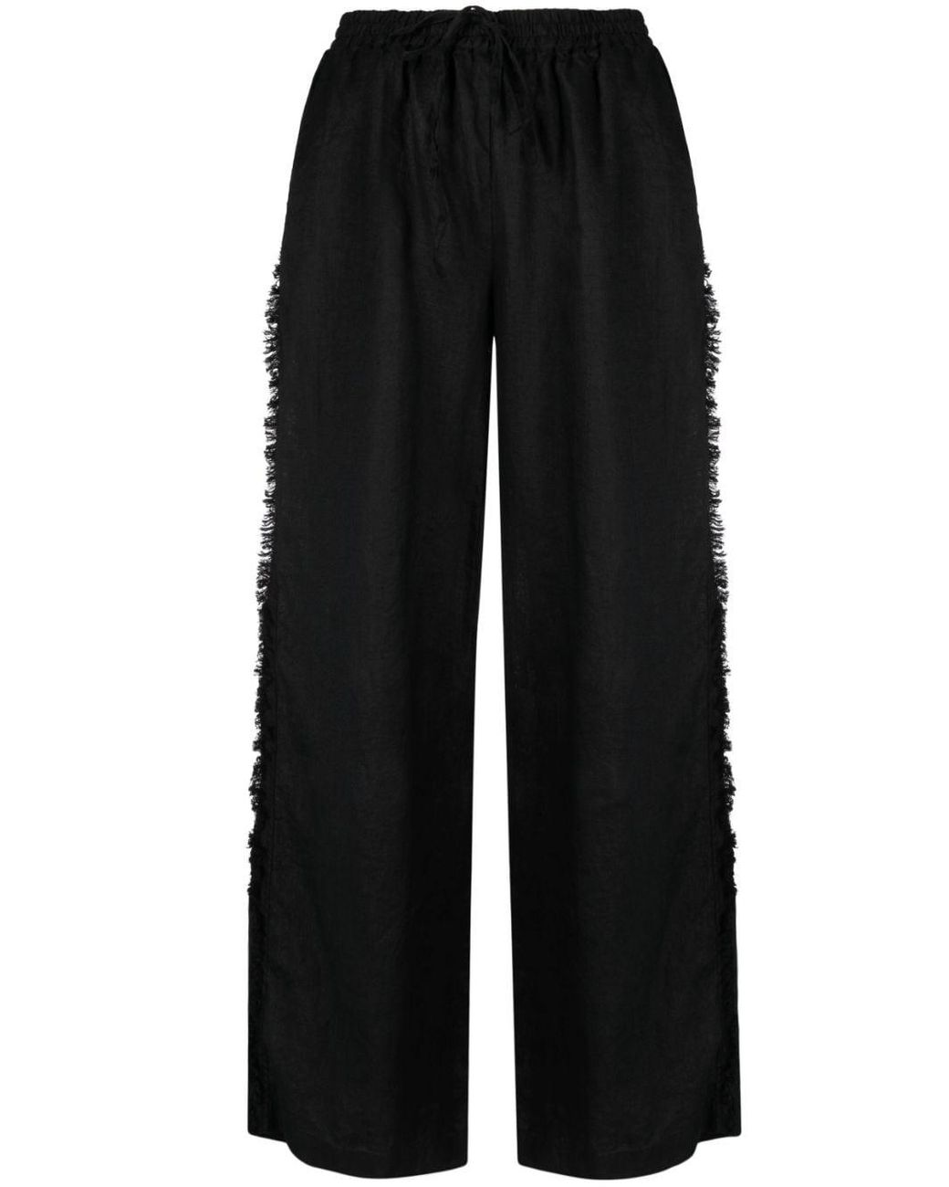 P.A.R.O.S.H. Linen Wide-leg Trousers in Black | Lyst