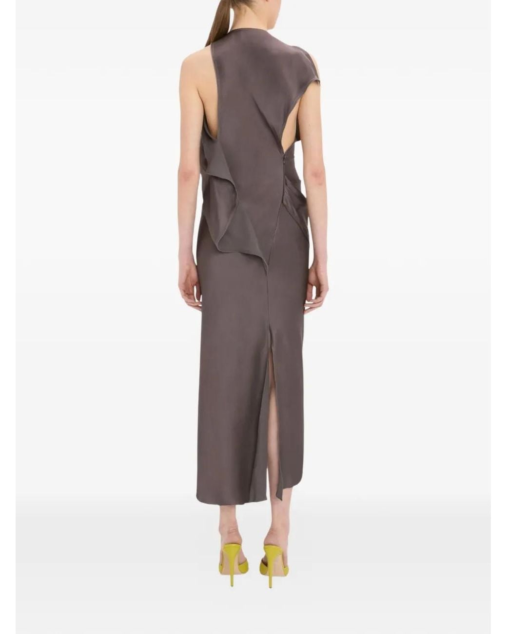 Victoria Beckham Brown Boat Neck Maxi Dress