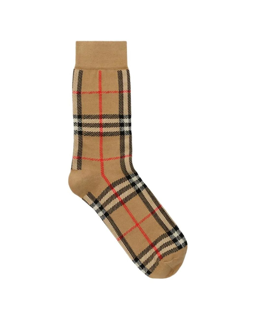 Burberry White Check Cotton-Nylon Blend Socks
