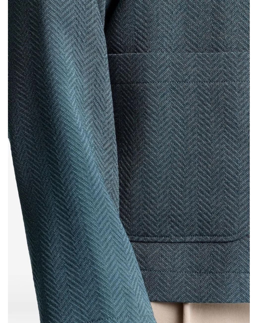 Shanghai Tang Green Herringbone Button Jacket for men