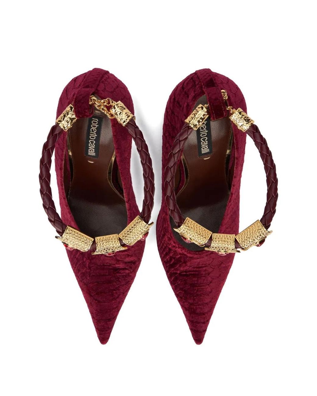 Roberto Cavalli Red Crocodile-Embossed Pumps