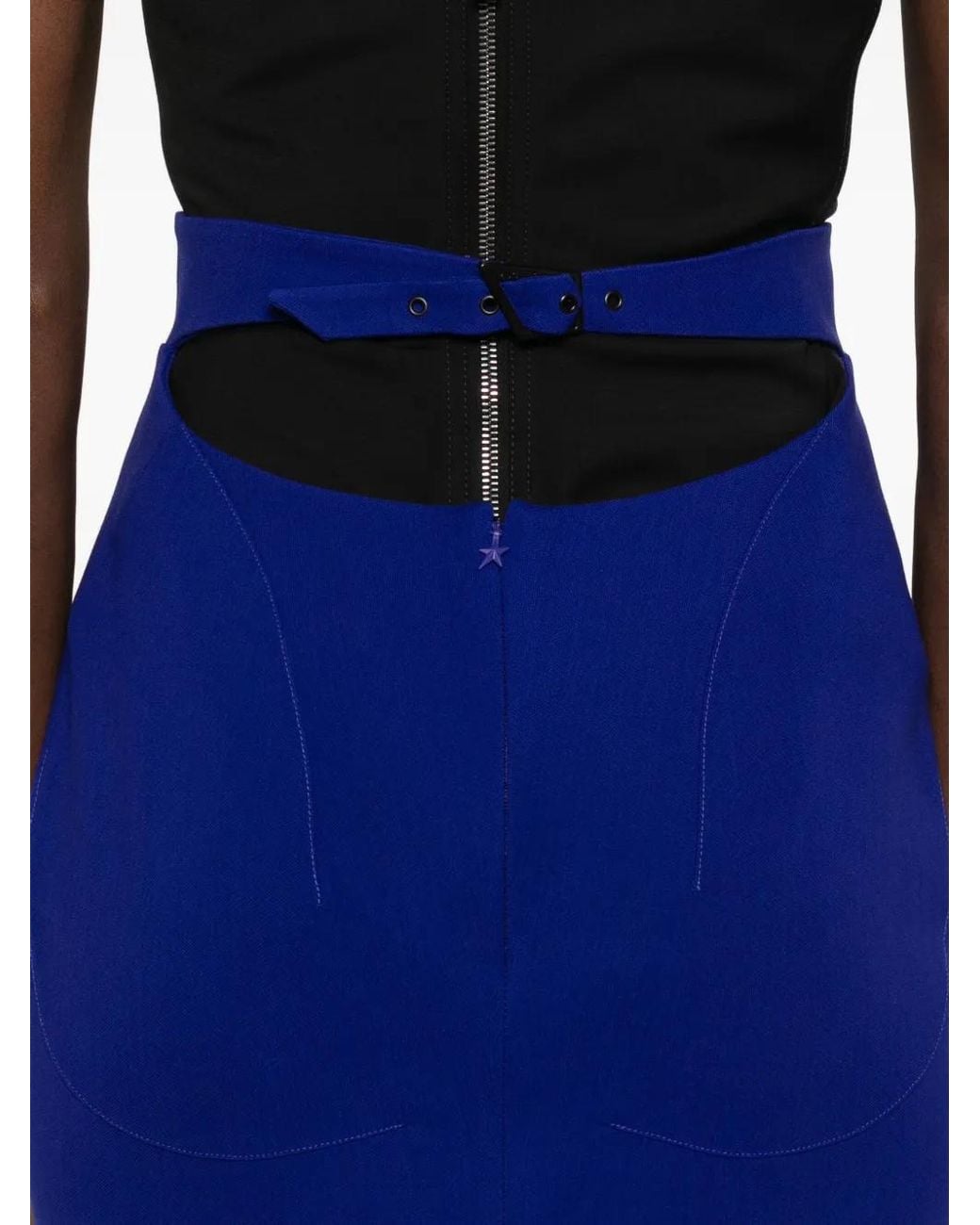 Mugler Blue High-Waisted Pencil Skirt