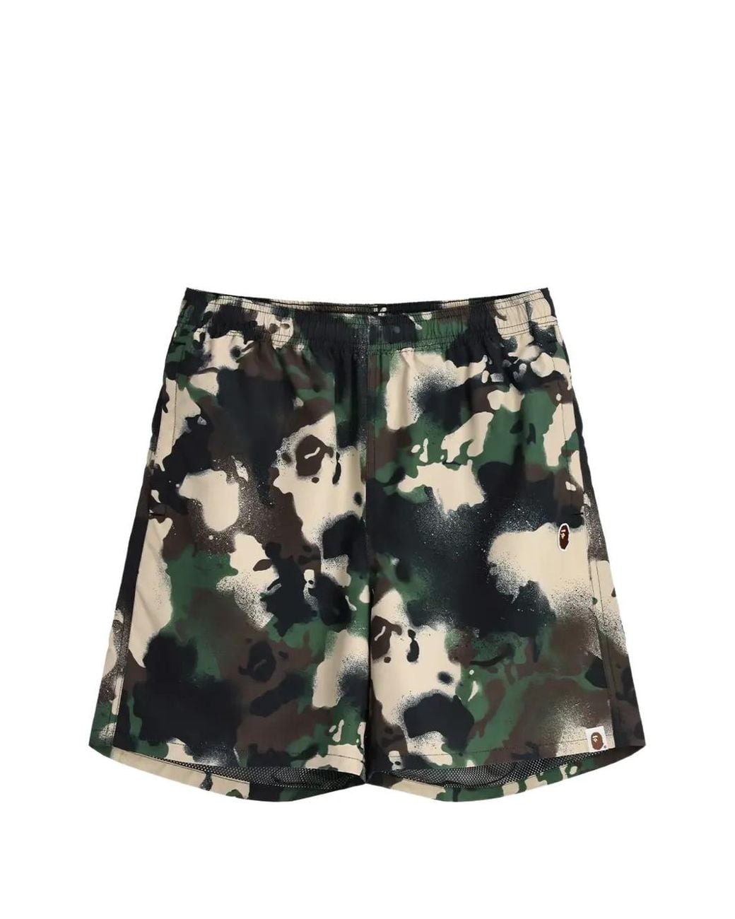A Bathing Ape Black Map Camo Swim Shorts for men