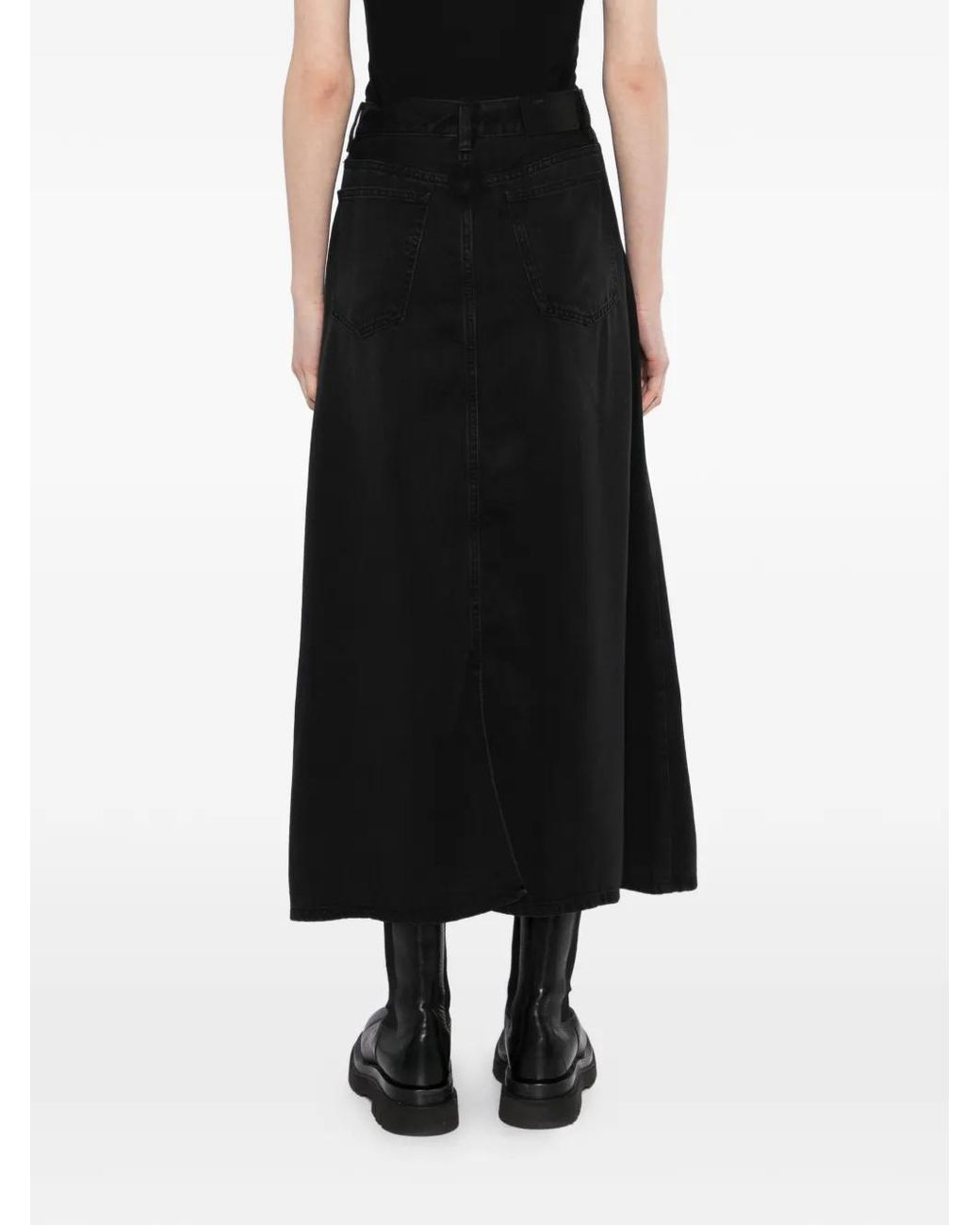 JNBY Black Logo-Patched A-Line Skirt