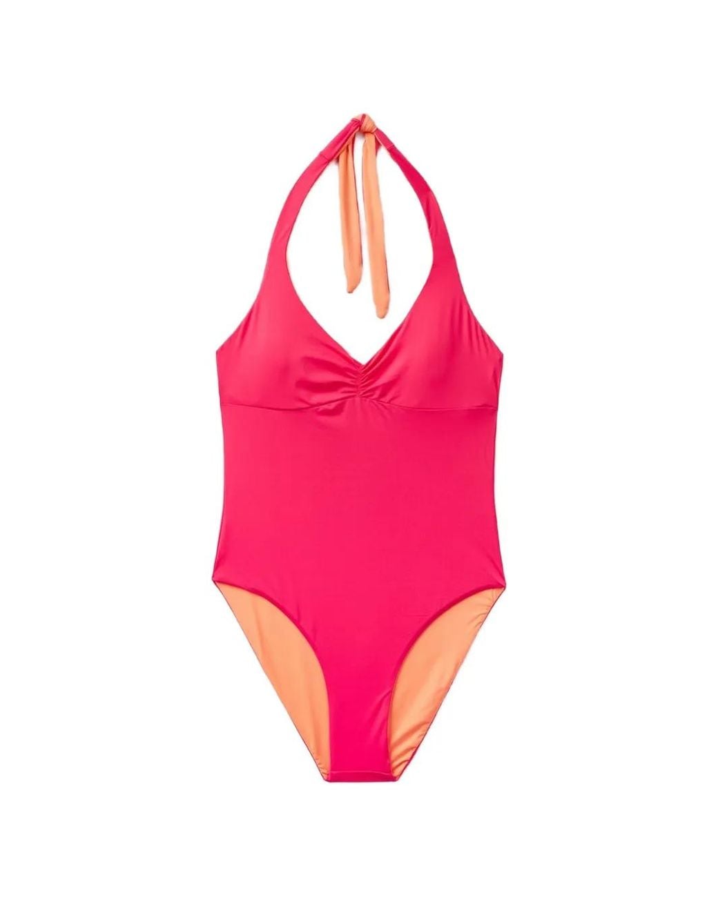 Benetton Pink Reversible Gathered Swimsuit
