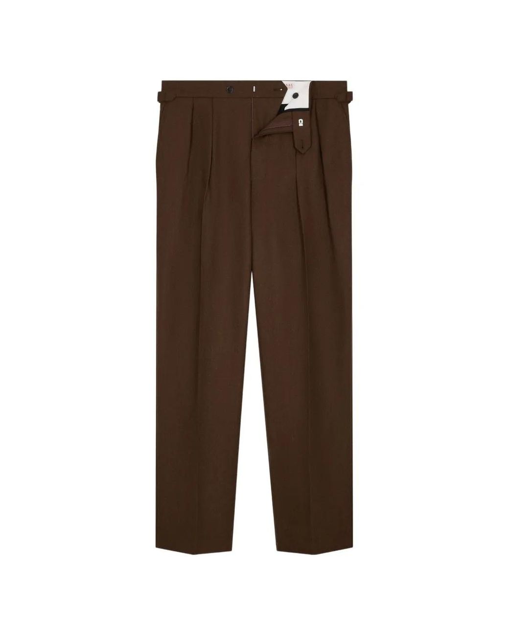 Fursac Brown Pleated Wide-Leg Trousers for men
