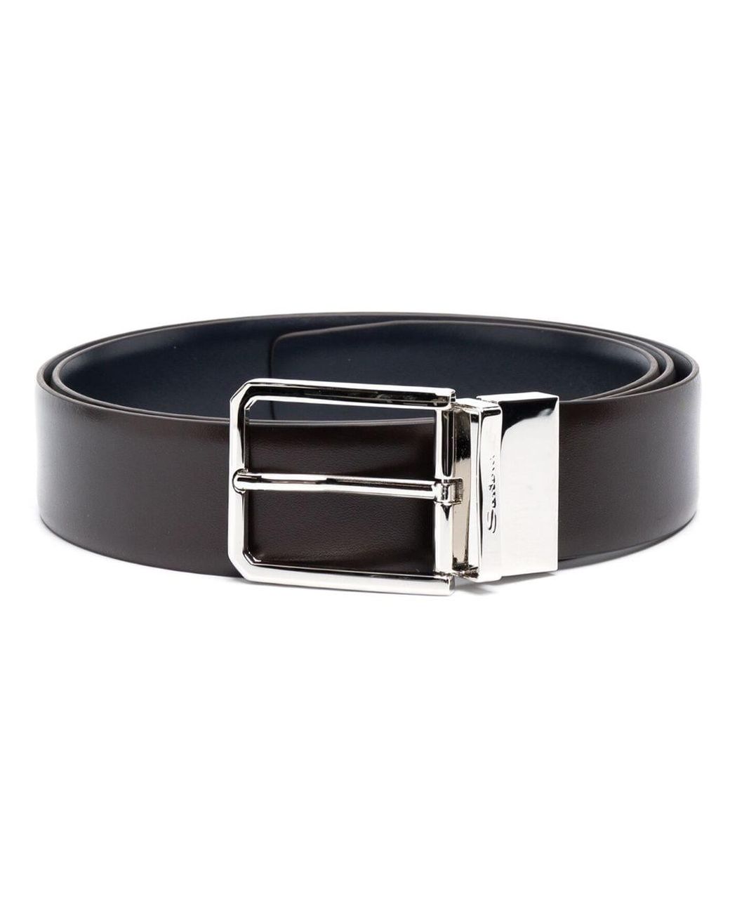 Santoni Engraved-logo Leather Belt in Black for Men | Lyst
