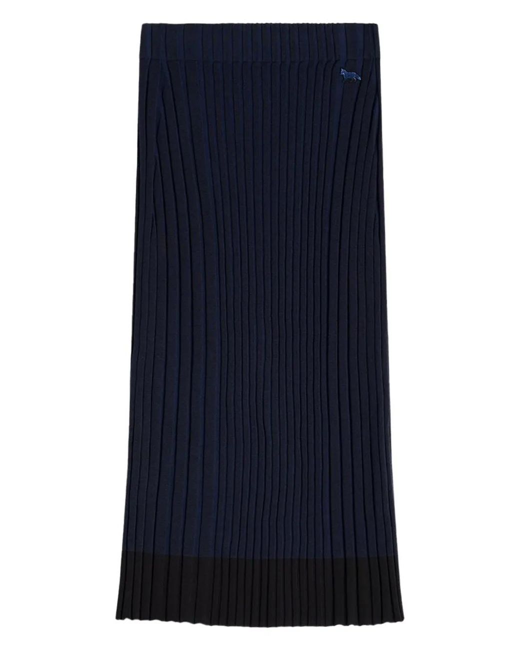 Maison Kitsuné Geribbelde Rok Met Baby Fox-Patch in het Blue