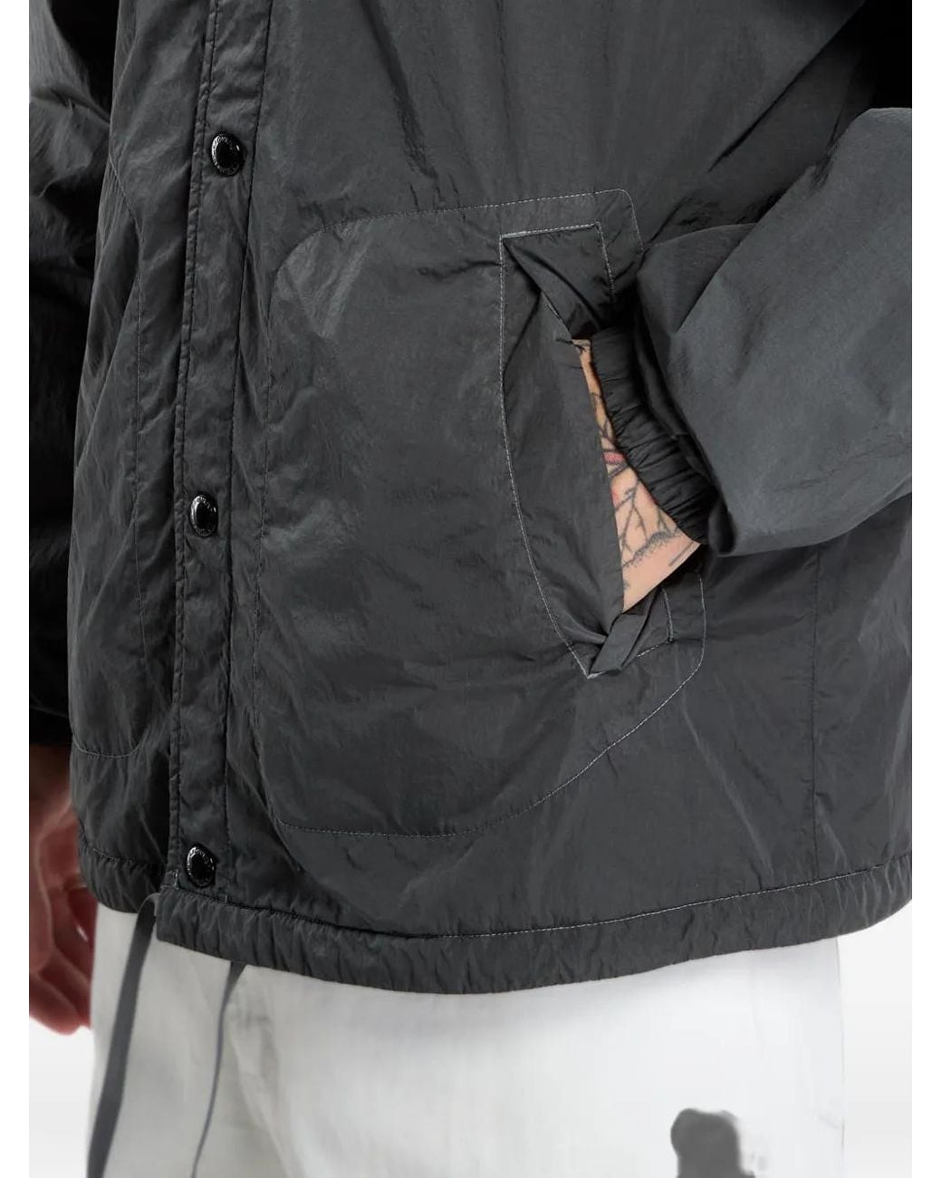 C P Company Gray Heavy Chrome-R Coach Lens Jacket for men
