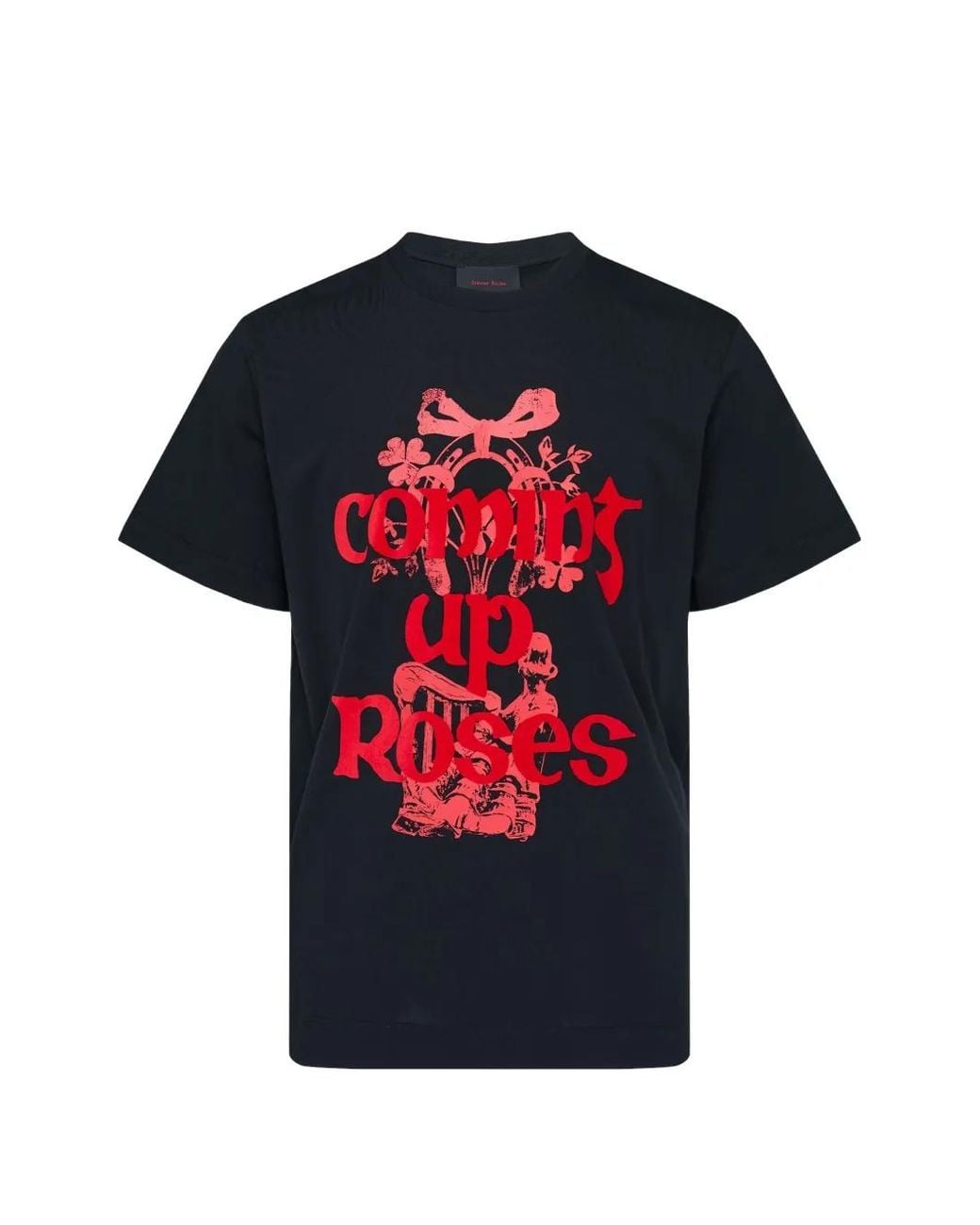 Simone Rocha Red Coming Up Roses Print T-Shirt for men