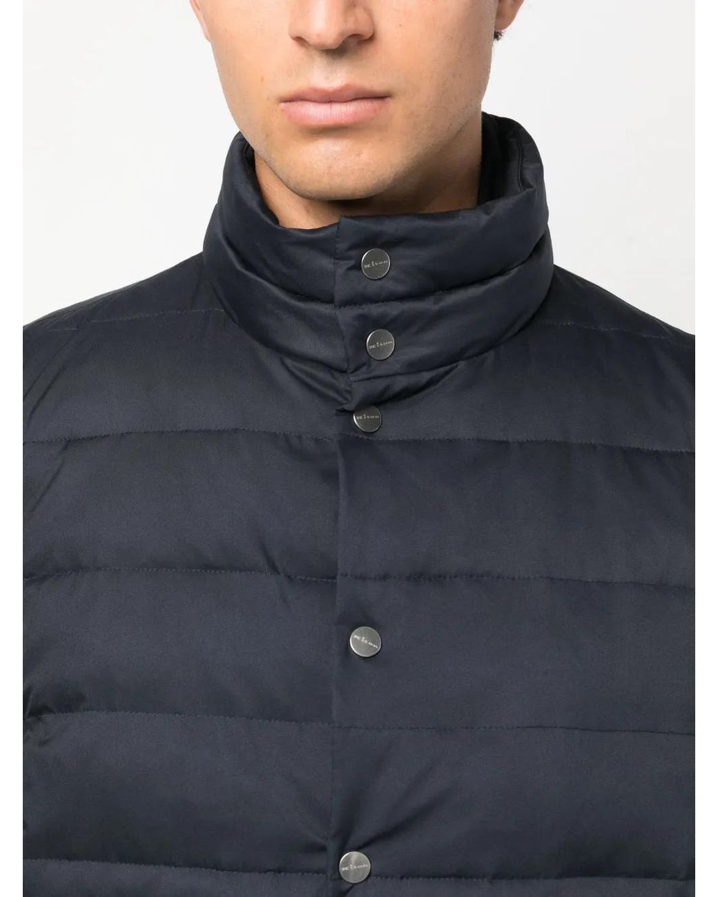Kiton Blue Mock-Neck Padded Gilet for men