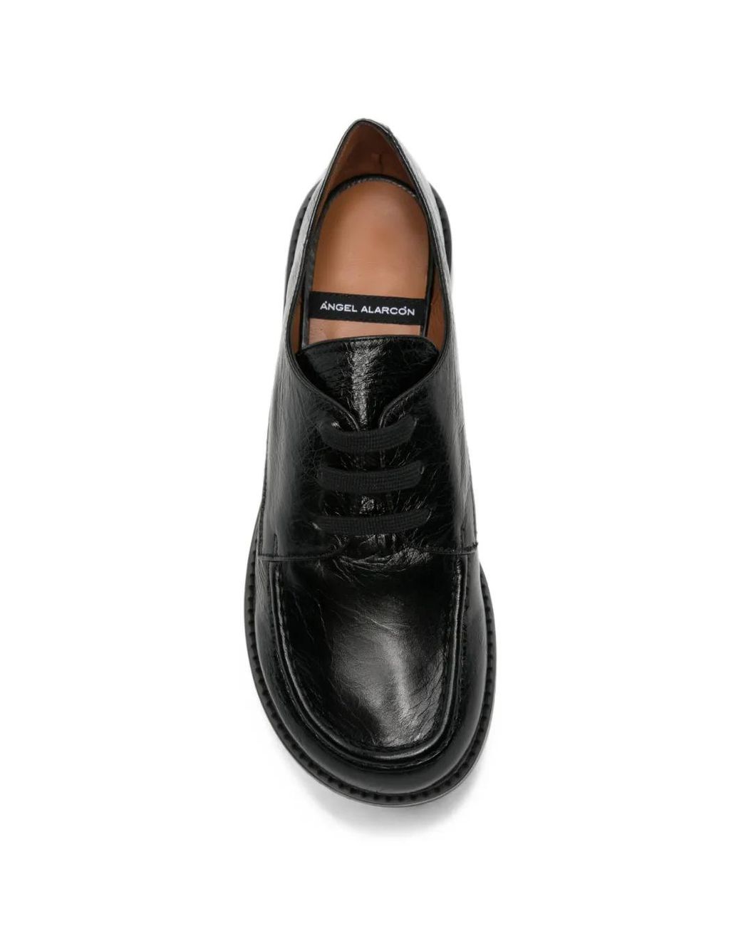 Angel Alarcon Black Lace-Up Crinkled-Effect Derby Shoes