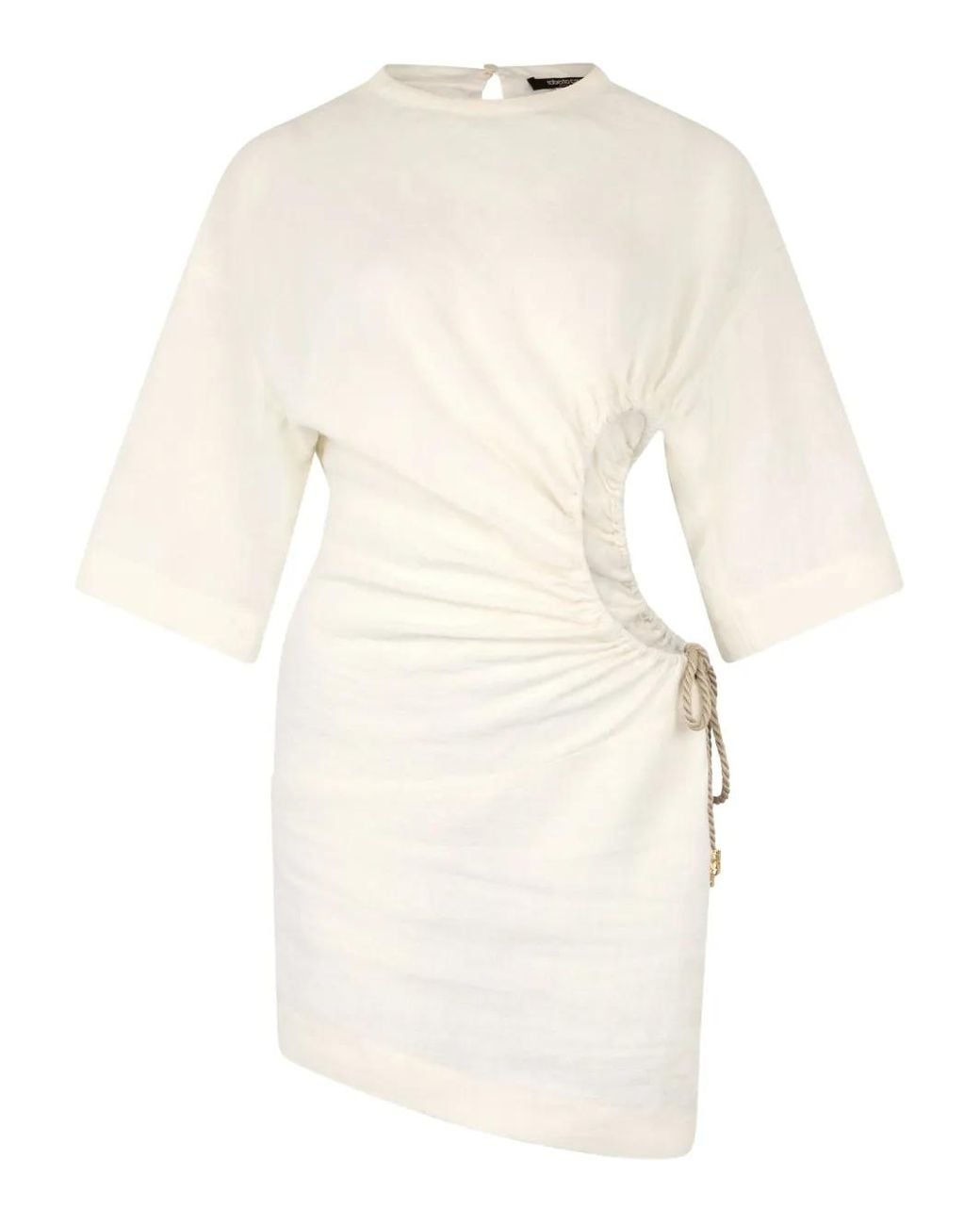 Roberto Cavalli Natural Linen Mini Dress