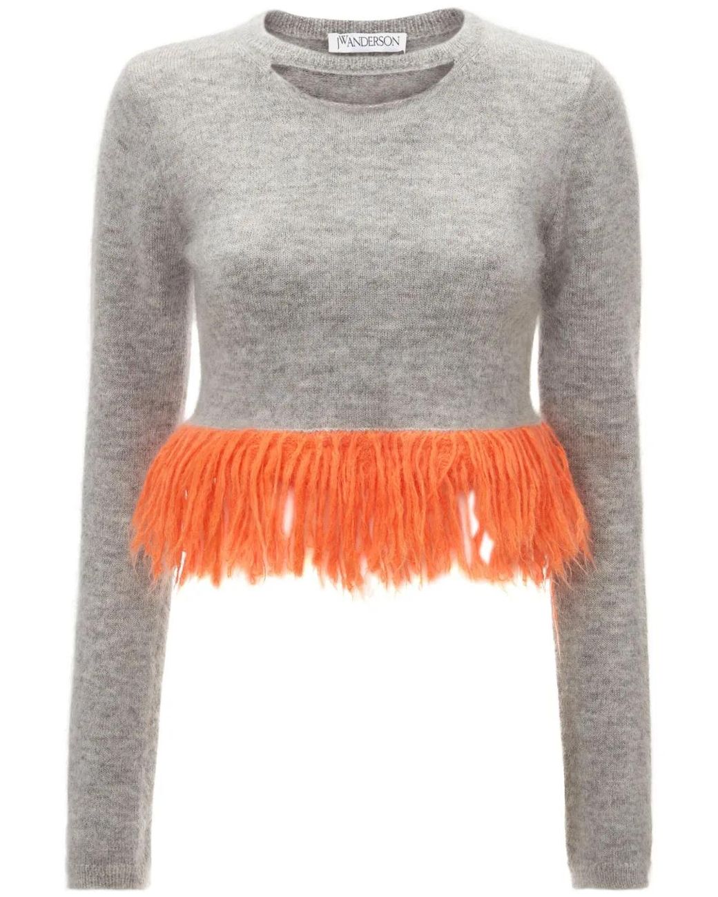 J.W. Anderson Gray Fringed-Hem Knitted Jumper