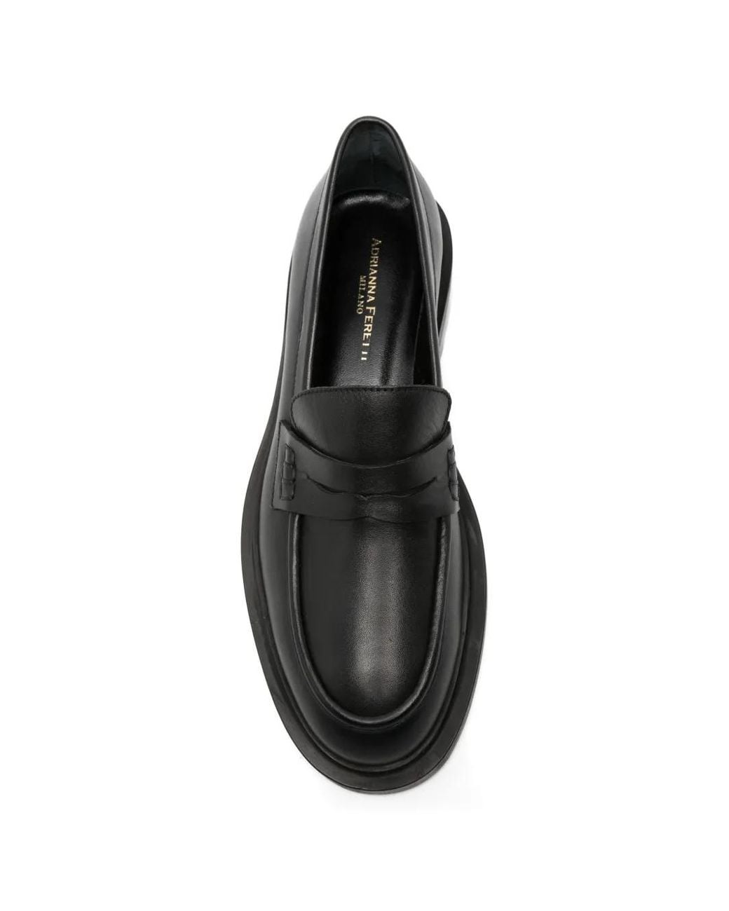 ADRIANNA FERETTI Black Penny-Strap Loafers