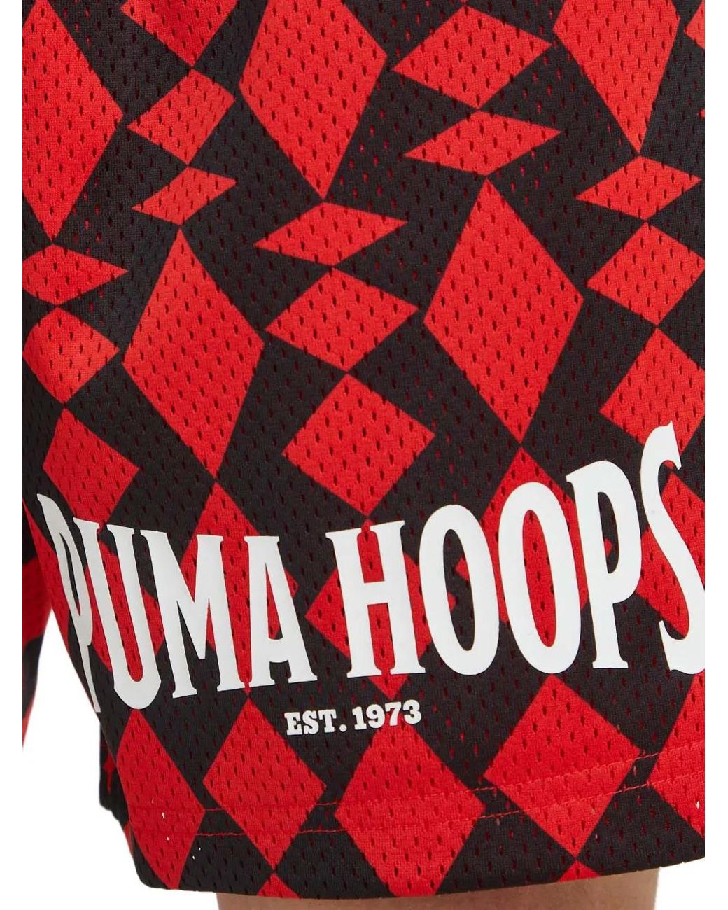 PUMA Red Hoops Diamond-Print Track Shorts for men