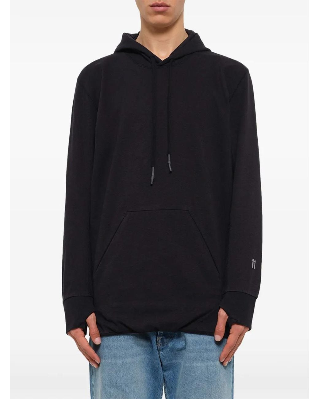 Boris Bidjan Saberi 11 Blue Mask-Integrated Thumbhole-Cuff Hoodie for men