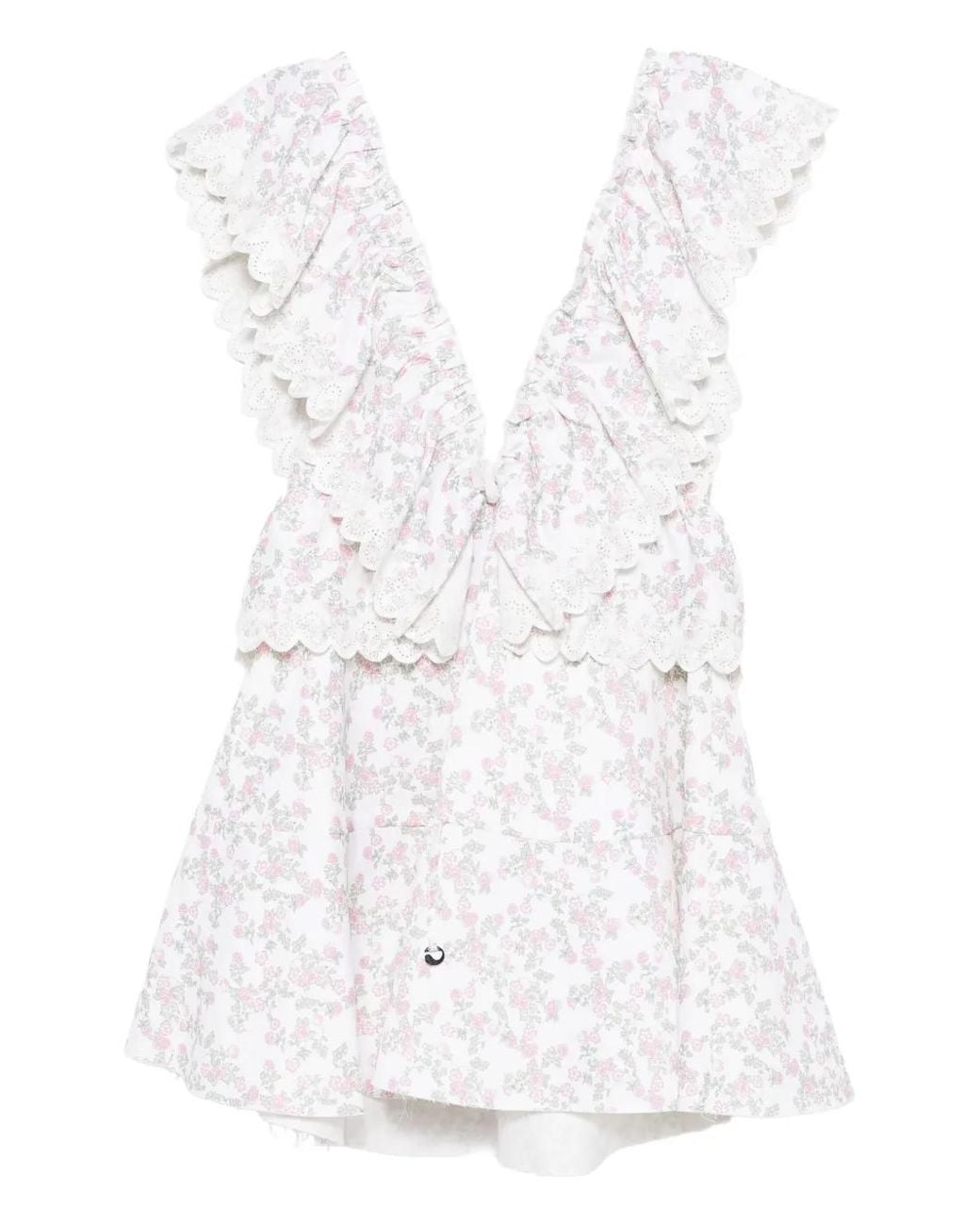 Coperni White Floral-Print Ruffled Dress