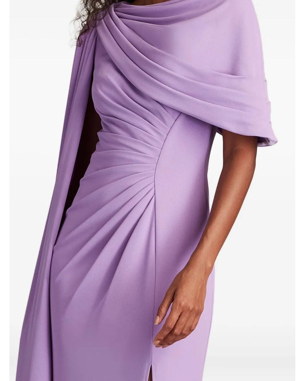 Tadashi Shoji Purple Draped Cape Dress