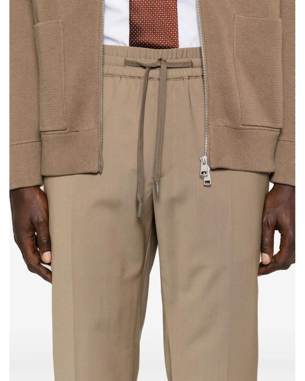 Sandro Natural Elasticated Straight-Leg Trousers for men